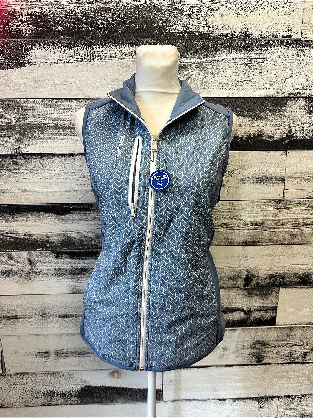 Ralph Lauren RLX Geometric Zip Vest in Blue Size Medium NWT